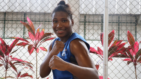 Érika Pachito, seleccionada de boxeo del equipo ecuatoriano (categoría 75 kilogramos).