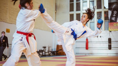 Jacqueline Factos durante el duelo de primera ronda del Preolímpico de París, ante Farida Abiyeva, en junio de 2021.