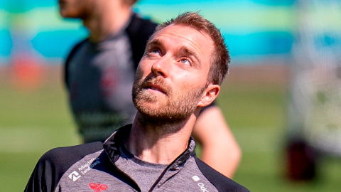 Christian Eriksen, durante un entrenamiento en Elsinore, Dinamarca, el 9 de junio de 2021. 