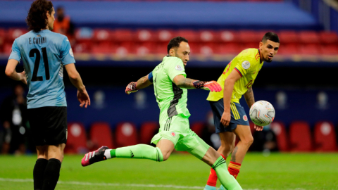 El arquero David Ospina de Colombia durante el partido de los cuartos de final de la Copa América, el sábado 3 de julio de 2021.