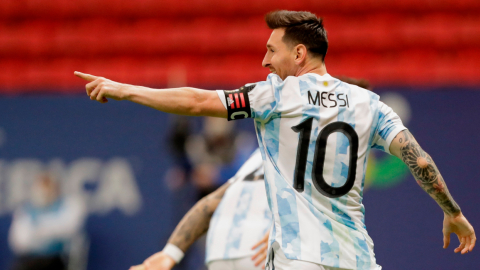 Lionel Messi, durante las semifinales de la Copa América, ante Colombia, el 7 de julio de 2021. 