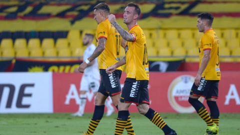 Damián 'Kitu' Díaz, celebra su gol contra Santos durante el partido del Grupo C por la Copa Libertadores, el miércoles 26 de mayo de 2021.