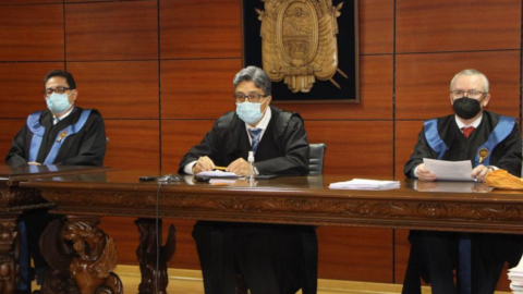 Tribunal de Juzgamiento del Caso Caminito, durante la lectura de la resolución, el 15 de julio de 2021. 