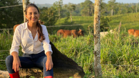 La ministra de Agricultura, Tanlly Vera, en el campo ecuatoriano, el 10 de junio de 2021. 