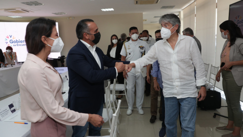 El presidente Guillermo Lasso en Guayaquil, en una mesa técnica contra la desnutrición infantil, el 23 de julio de 2021.