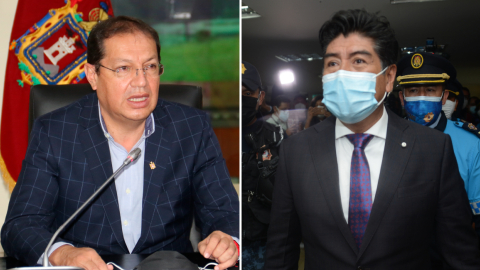 De izquierda a derecha, Santiago Guarderas y Jorge Yunda se disputan la alcaldía de Quito.