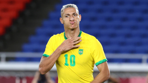 Richarlison, durante la semifinal ante México, el 3 de agosto de 2021, en los Juegos de Tokio. 