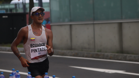 El ecuatoriano Daniel Pintado durante la competencia de los 20 kilómetros marcha, el jueves 5 de agosto de 2021.