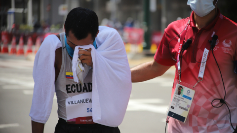 Claudio Villanueva, al término de los 50 kilómetros marcha, el jueves 5 de agosto de 2021. 