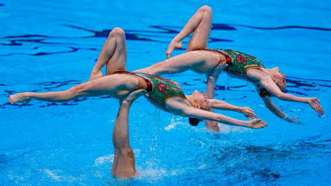 El equipo ruso de natación artística, durante los Juegos de Tokio, el 6 de agosto de 2021. 