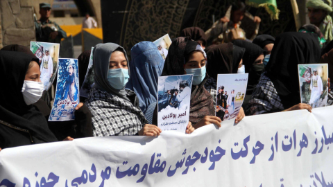 Un grupo de mujeres afganas durante una protesta en Kabul, el 7 de agosto de 2021.