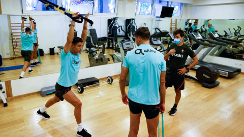 Cristiano Ronaldo durante el entrenamiento de la selección de Portugal, el jueves 2 de septiembre de 2021.