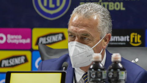 Gustavo Alfaro, en la rueda de prensa después del partido de Ecuador ante Paraguay, en Quito, el 2 de septiembre de 2021. 