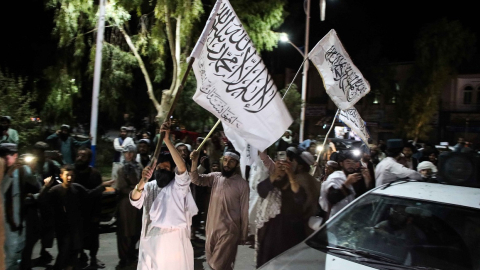 Talibanes celebraron en las calles la salida oficial de Estados Unidos de Afganistán, el 1 de septiembre de 2021. 