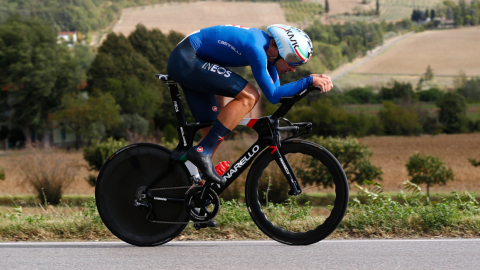 El italiano Filippo Ganna, durante la contrarreloj individual del Mundial de Flandes, el domingo 19 de septiembre de 2021. 