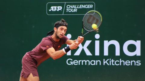 Thiago Tirante, durante la final del Challenger de Ambato, en el Club Tungurahua, el 26 de septiembre de 2021. 