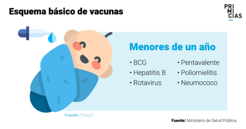 Esquema regular de vacunas para niños menores de 1 año