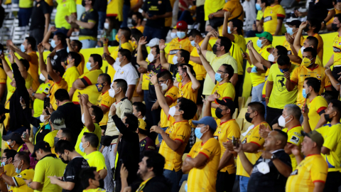 Los hinchas de Barcelona volvieron al Estadio Banco Pichincha después de 574 días. Sus gritos, su música y sus barras se volvieron a escuchar, esta vez en la semifinal de la Copa Libertadores 2021.