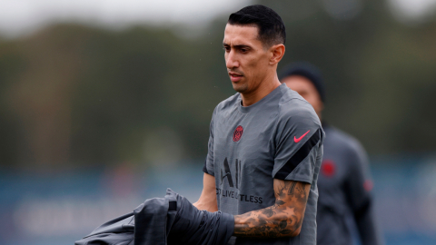 Ángel Di María, durante un entrenamiento con el PSG, en París, el 27 de septiembre de 2021. 