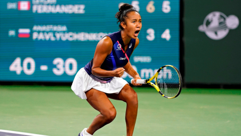 Leylah Fernández, durante el partido de la tercera ronda del Máster de Indian Wells, en California, el 10 de octubre de 2021.