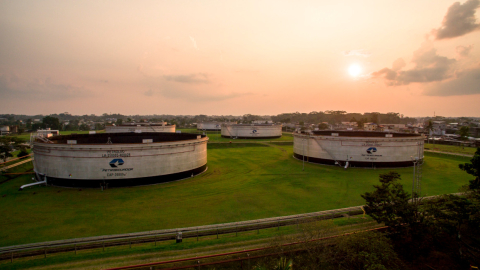 Una vista panorámica de la estación del  Sistema de Oleoducto Transecuatoriano (SOTE), de Petroecuador, en 2020.