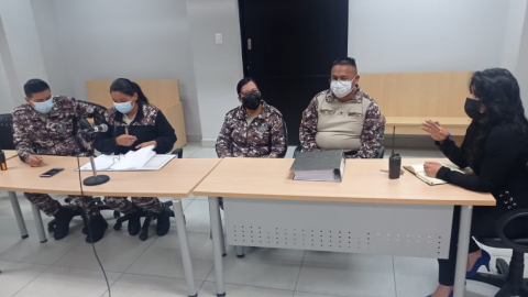 Miembros del Cuerpo de Vigilancia y Seguridad, durante una reunión de trabajo en Ambato, a inicios de octubre de 2021. 