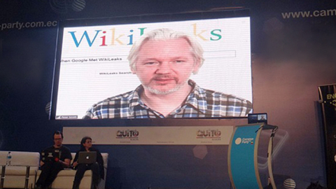 En el Campus Party de 2014 también participó Julián Assange, vía teleconferencia desde la embajada en Londres.