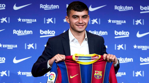 El centrocampista 'Pedri' con la camiseta del FC Barcelona.