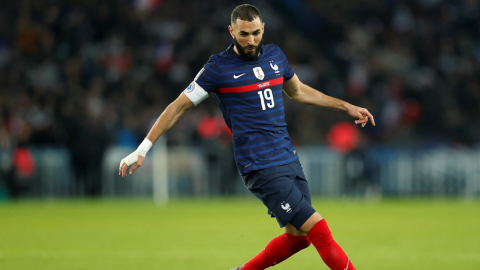 Karim Benzema, durante un partido de la selección francesa ante Kazajistán, en París, el 13 de noviembre de 2021.