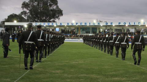 Una ceremonia policial realizada en la Escuela Superior de Policía, en Quito, el 16 de agosto de 2021.