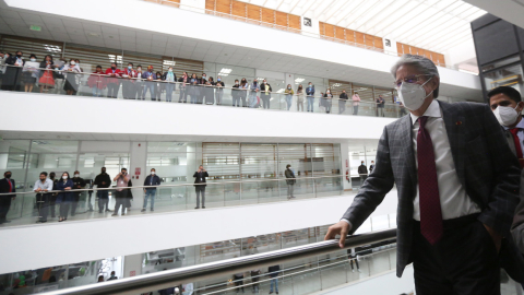 El presidente Guillermo Lasso visitó las instalaciones del MIES, el 13 de diciembre de 2021.