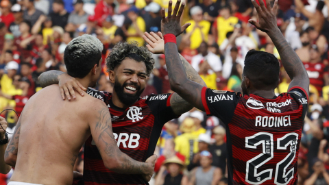 Los jugadores de Flamengo festejan su título en la final de la Libertadores, el 29 de octubre de 2022. 