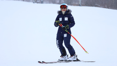 Una de las prácticas de la deportista antes de viajar a competir a Pekín 2022.