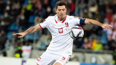 Robert Lewandowski, en el partido de Polonia ante Andorra, el 12 de noviembre de 2021.