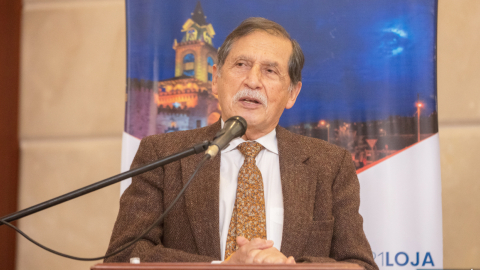 Jorge Bailón, alcalde de Loja, durante la Convención Nacional de Turismo, en septiembre de 2021.