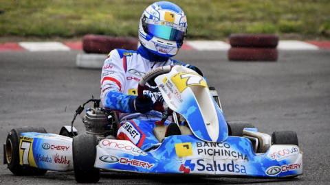 Philippe Michelet, durante el campeonato nacional de karting, en Quito, en marzo de 2022.