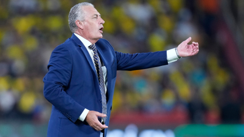 Gustavo Alfaro, durante el partido de Ecuador-Argentina, en el estadio Banco Pichincha, el 29 de marzo de 2022.