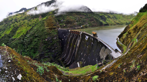 Una vista panorámica de la hidroeléctrica Paute-Molino, en Azuay, en 2020.