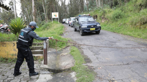 Un guardia privado en el Parque Metropolitano Guanguiltagua, el 1 de abril de 2022.