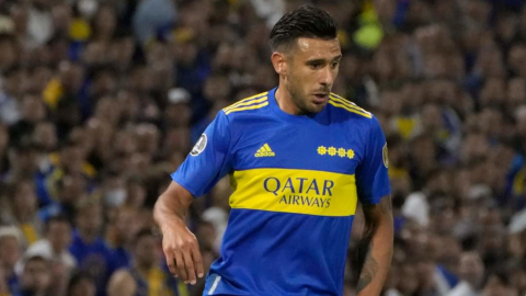 Eduardo Salvio, futbolista de Boca Juniors, en La Bombonera.