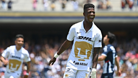 Washington Corozo celebra uno de sus goles con Monterrey, el domingo 17 de abril de 2022.