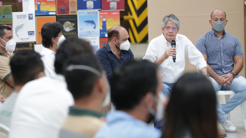 El presidente Guillermo Lasso en un encuentro con emprendedores, en Machala, el 23 de febrero de 2022.