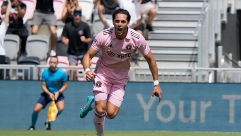 Leonardo Campana festeja un gol con el Inter Miami, por la MLS, en abril de 2022.