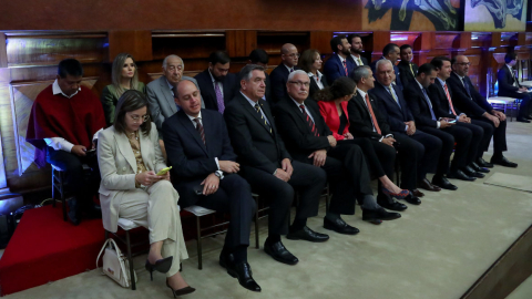 Equipo ministerial del presidente Guillermo Lasso, durante el Informe a la Nación, el 24 de mayo de 2022.