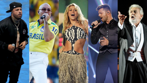 Nicky Jam, Pitbull, Shakira, Ricky Martin y Plácido Domingo han cantado canciones de los Mundiales.