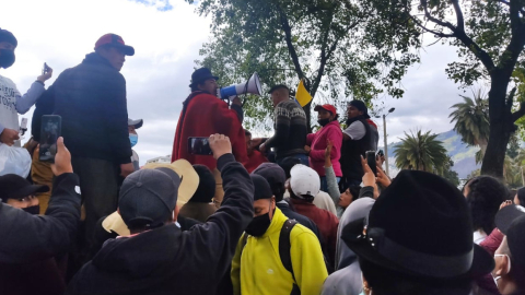 En el paro nacional, Leonidas Iza asistió a un festival artístico en la Casa de la Cultura el 26 de junio de 2022. 