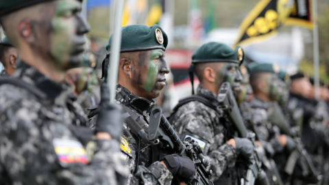 Ceremonia de posesión del alto mando de la Policía, en Quito, el 6 de julio de 2022.