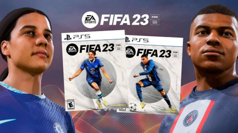 Portada del FIFA 23  en sus ediciones estándar con Sam Kerr y Kylian Mbappé.