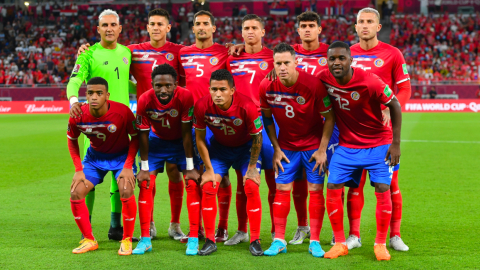 La selección de Costa Rica, antes del partido ante Nueva Zelanda, el 14 de junio de 2022.