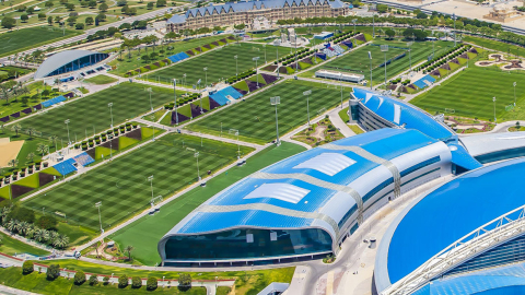 Vista aérea de las canchas de la Academia Aspire en Doha, Catar.